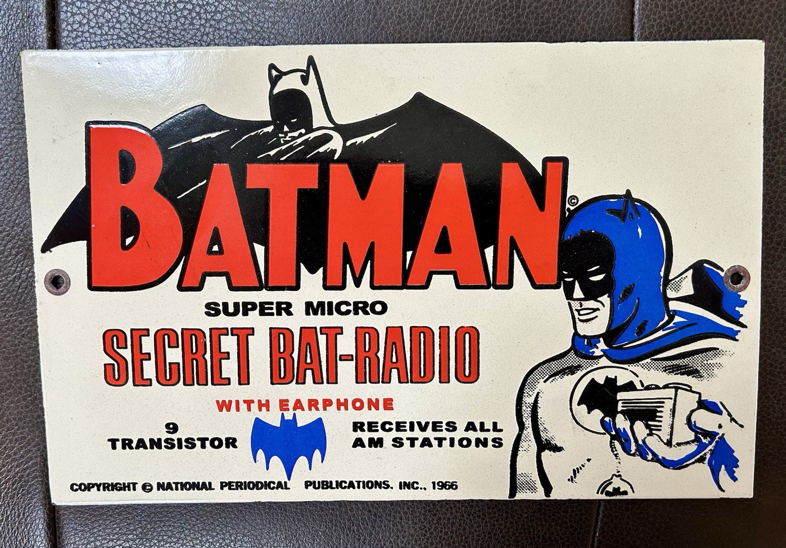 Batman Secret Bat Radio – Batman Porcelain Sign Heavy Large 11 x 8 Inch Sign