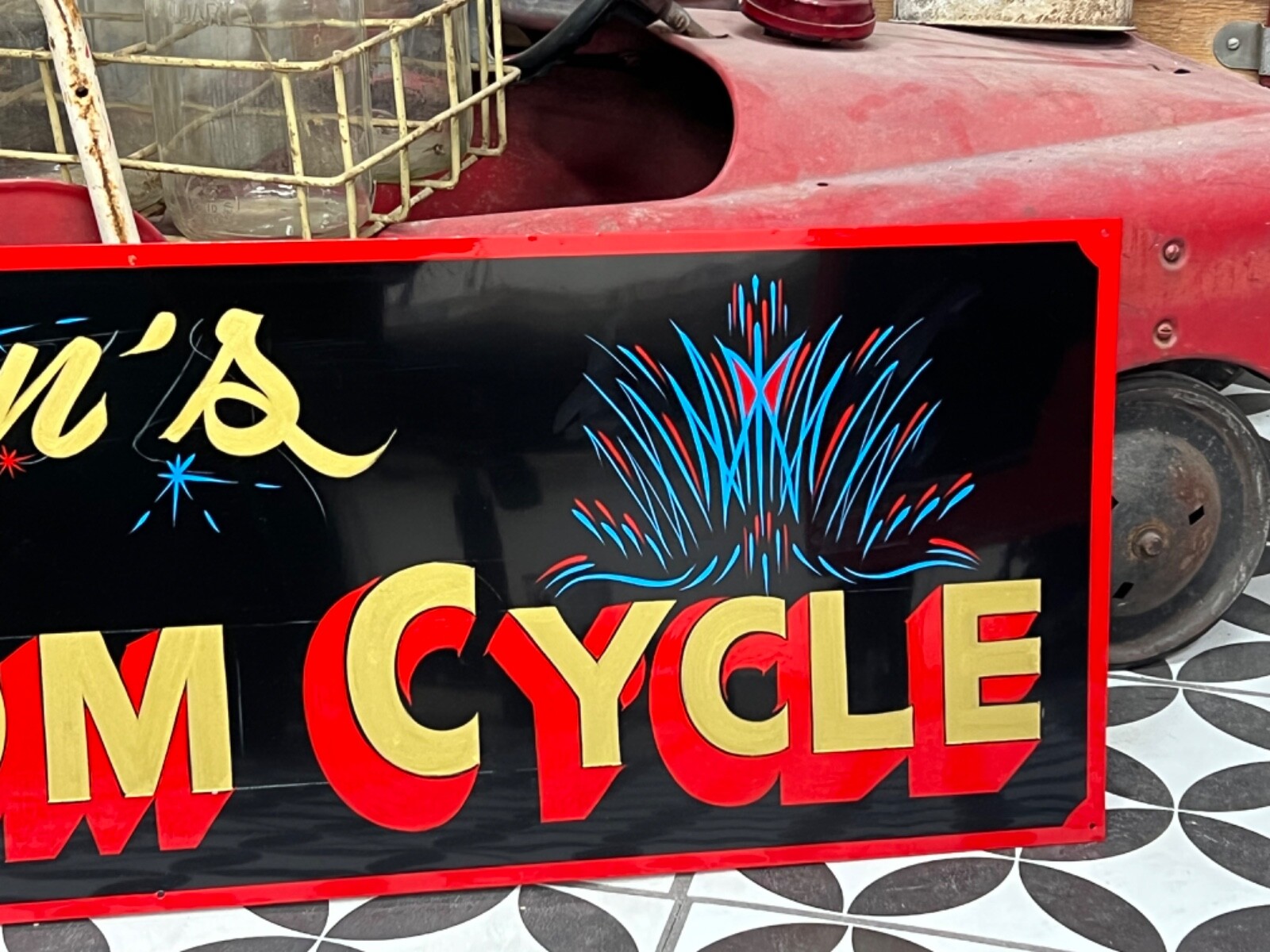 ORDRER AN ORIGINAL NAME BUSINESS SIGN HAND PAINTED PINSTRIPES BICYCLE CYCLE SHOP