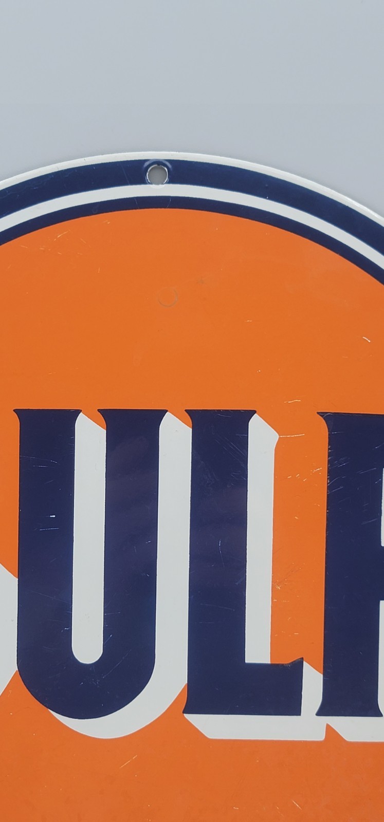 Vintage Gulf Gasoline Oil Porcelain Enameled Metal Sign