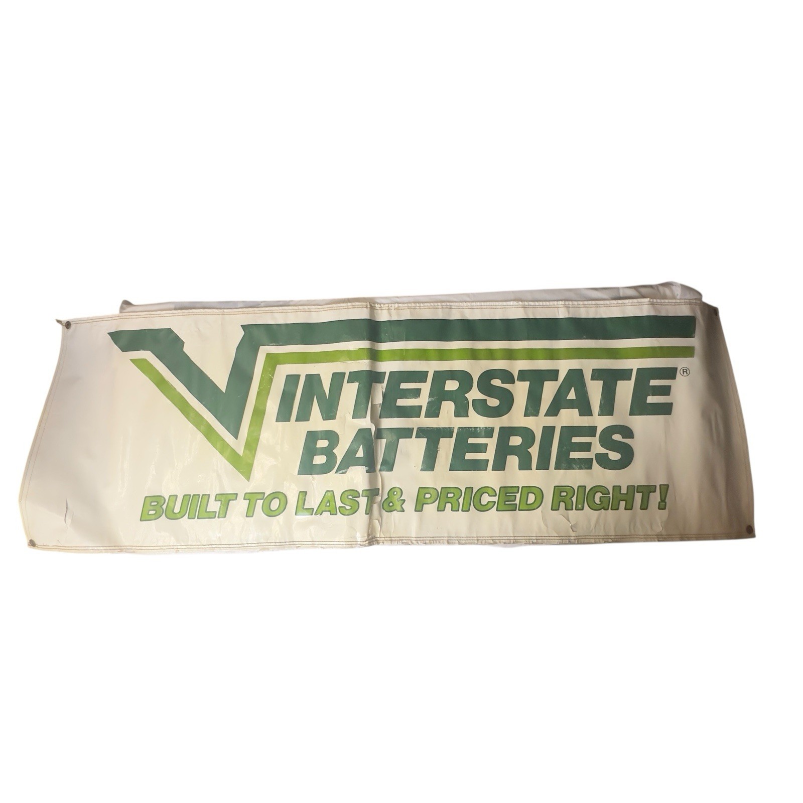 Vintage Interstate Batteries Banner Built to Last & Priced Right Sign Auto
