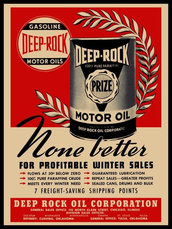 1940 DEEP ROCK PRIZE Motor Oil for Winter Operations NEW METAL SIGN: 12×16″