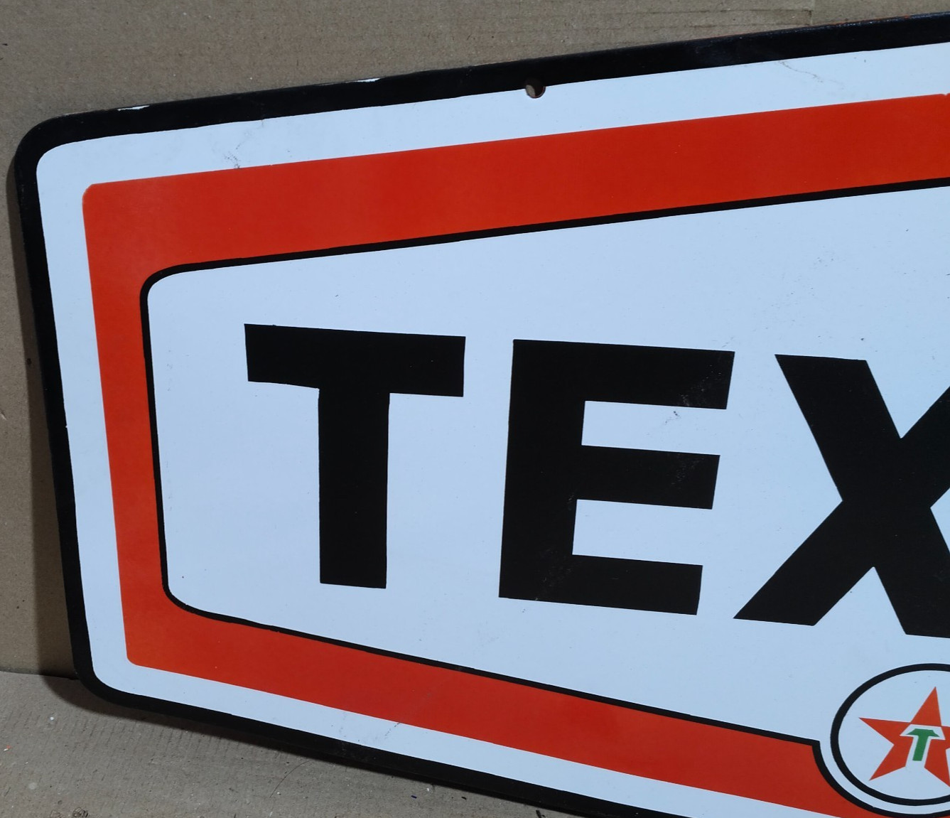Texaco Porcelain Enamel Sign 36 x 18 Inches 2 Sided