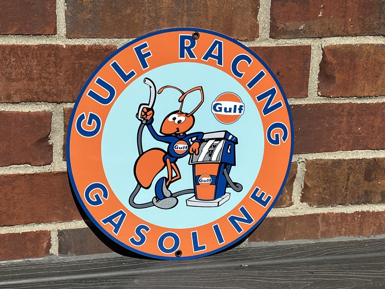 Gulf racing advertising sign oil gas porsche ford Gt40 Round Metal