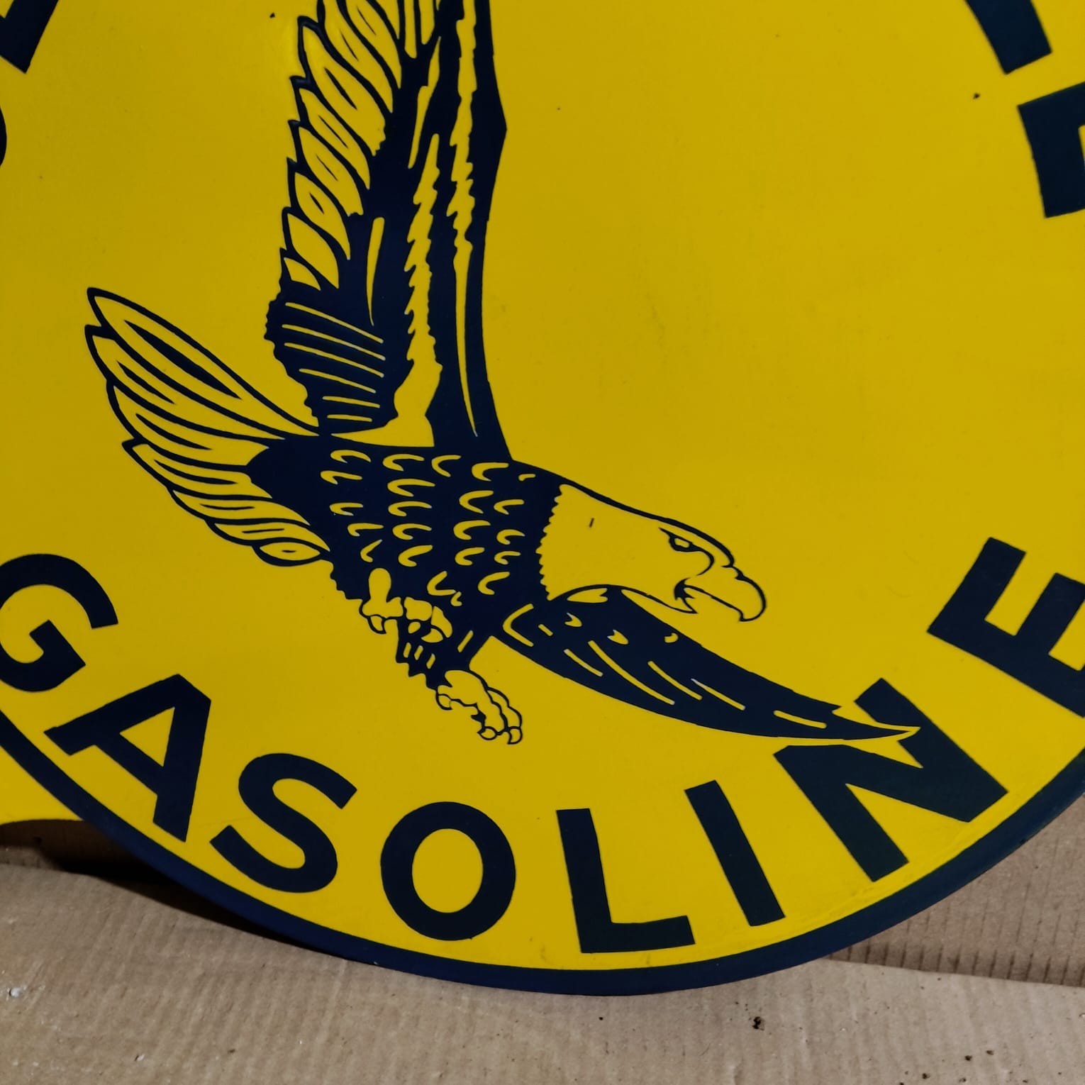 Golden Eagle Gasoline Porcelain Enamel Sign 19.5 x 17 Inches 2 Sided