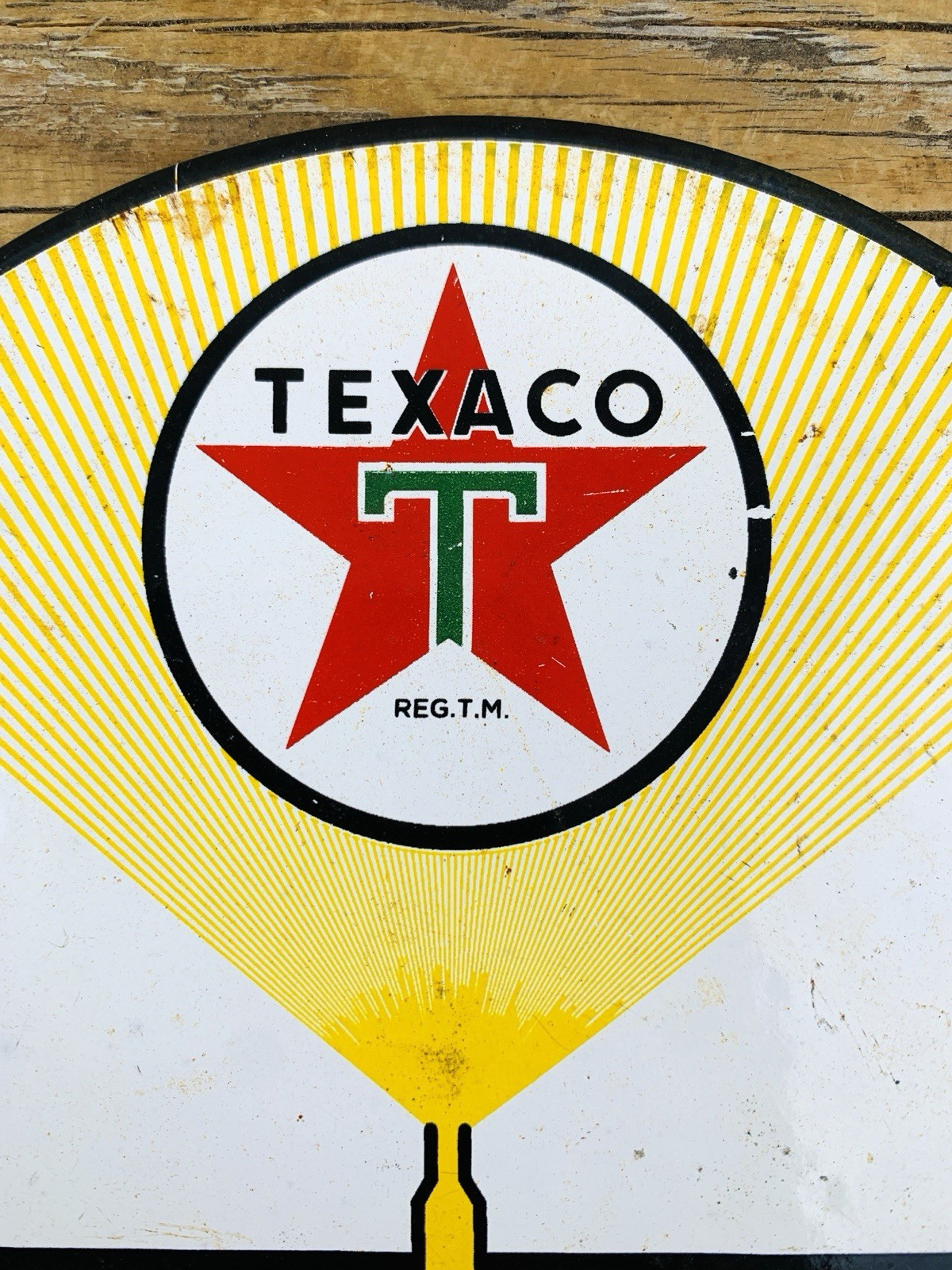 VINTAGE 6″ TEXACO FUEL CHIEF 1 OIL PORCELAIN SERVICE GASOLINE ADVERTISING SIGN