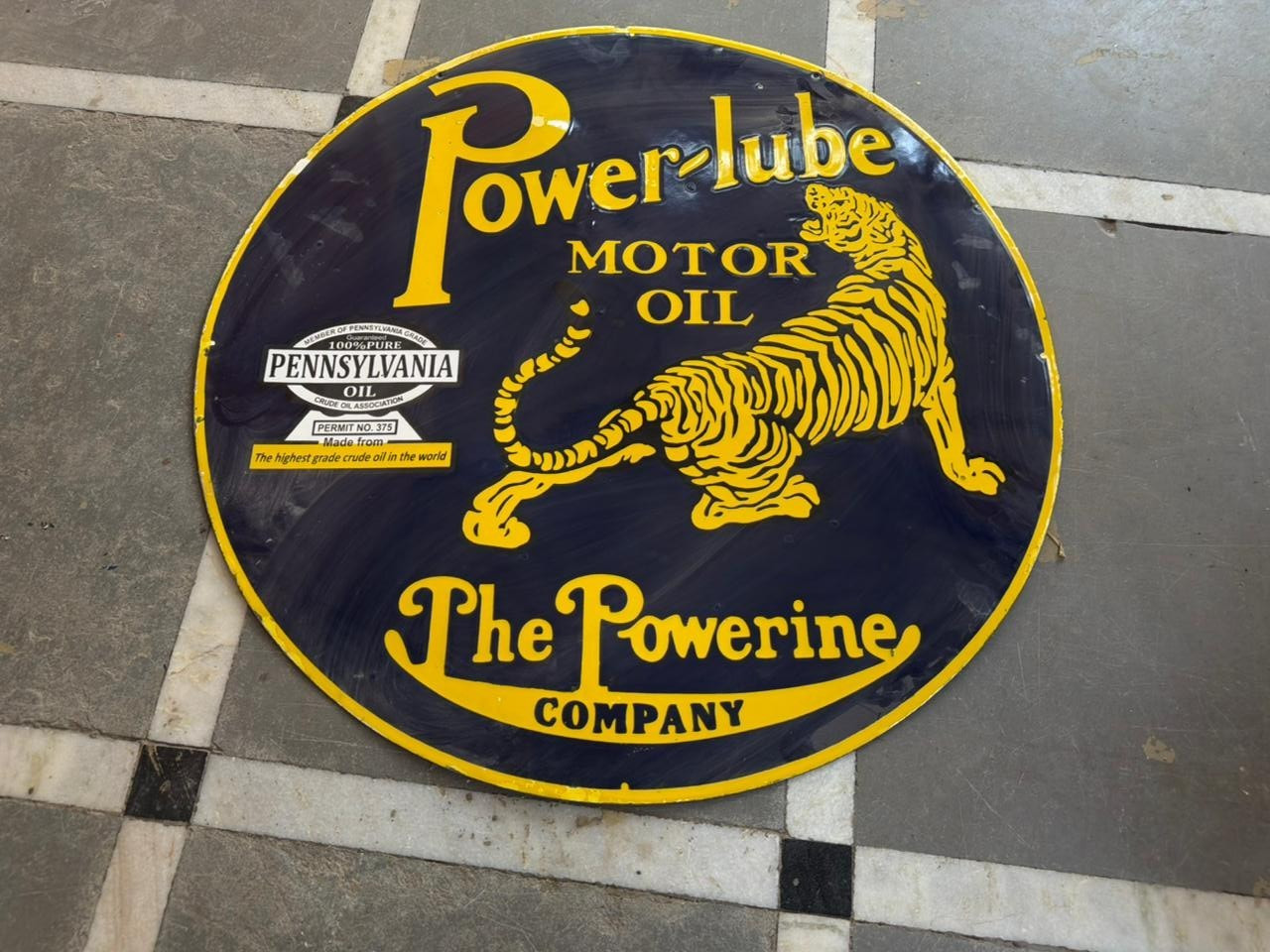 PORCELIAN POWER-LUBE ENAMEL SIGN SIZE 30X30 INCHES DOUBLE SIDED