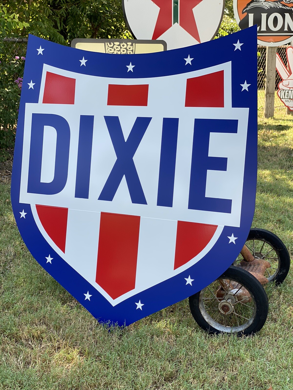 Antique Vintage Old Style Dixie Gasoline Sign