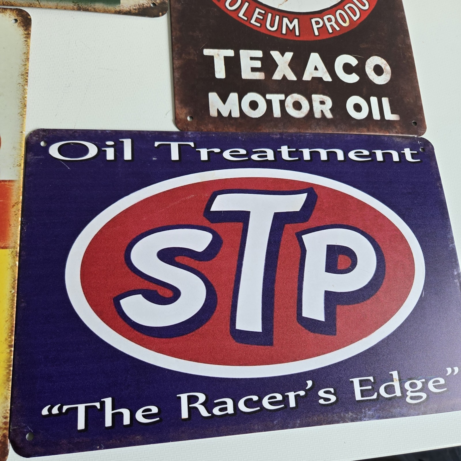 4 Motor Oil 8 x 12 Novelty Metal Signs Shrink-Wrapped Castrol Shell Texaco STP