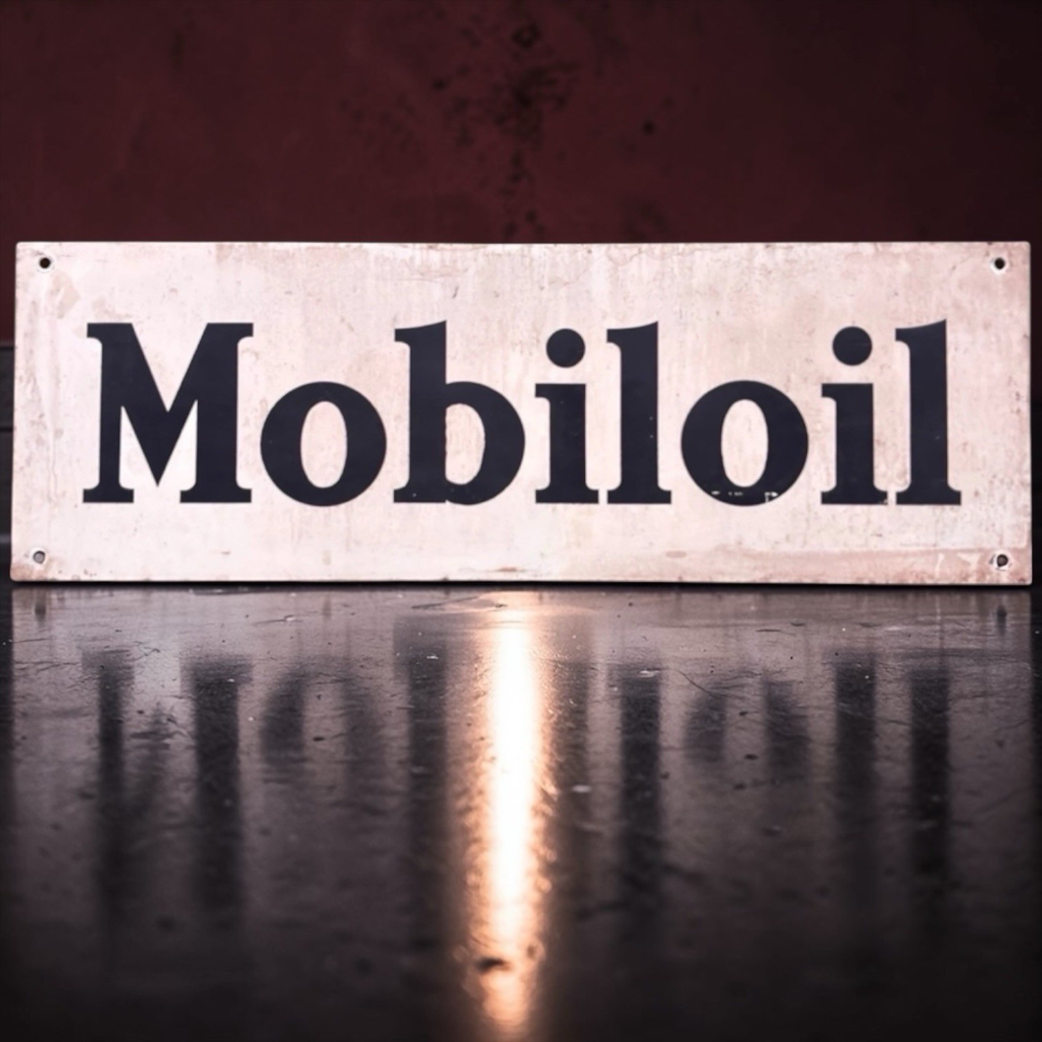 Original Vintage Mobil Oil Metal Sign Gas Station Advertising Bottle Can Rack