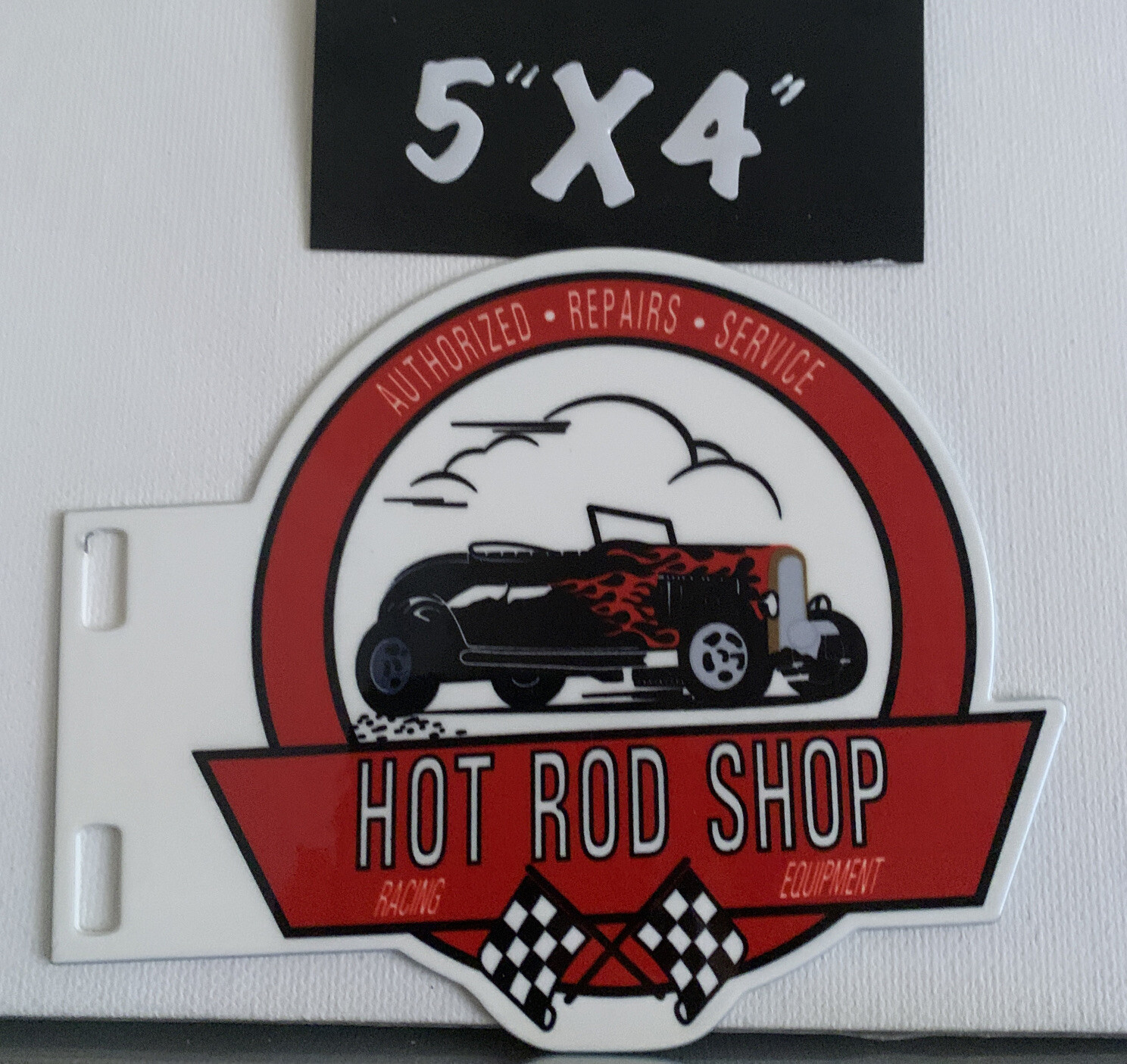 HOT ROD SHOP Porcelain Like Flange Paddle Sign Service Station Auto Gas Oil