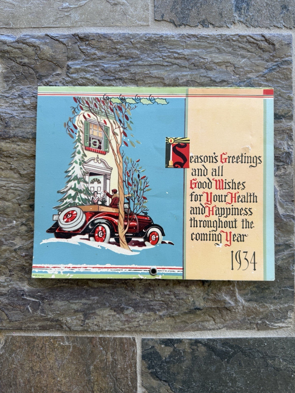 Vintage 1934 US Tires Calendar Advertising Gas And Oil Automobilia Sign NOS
