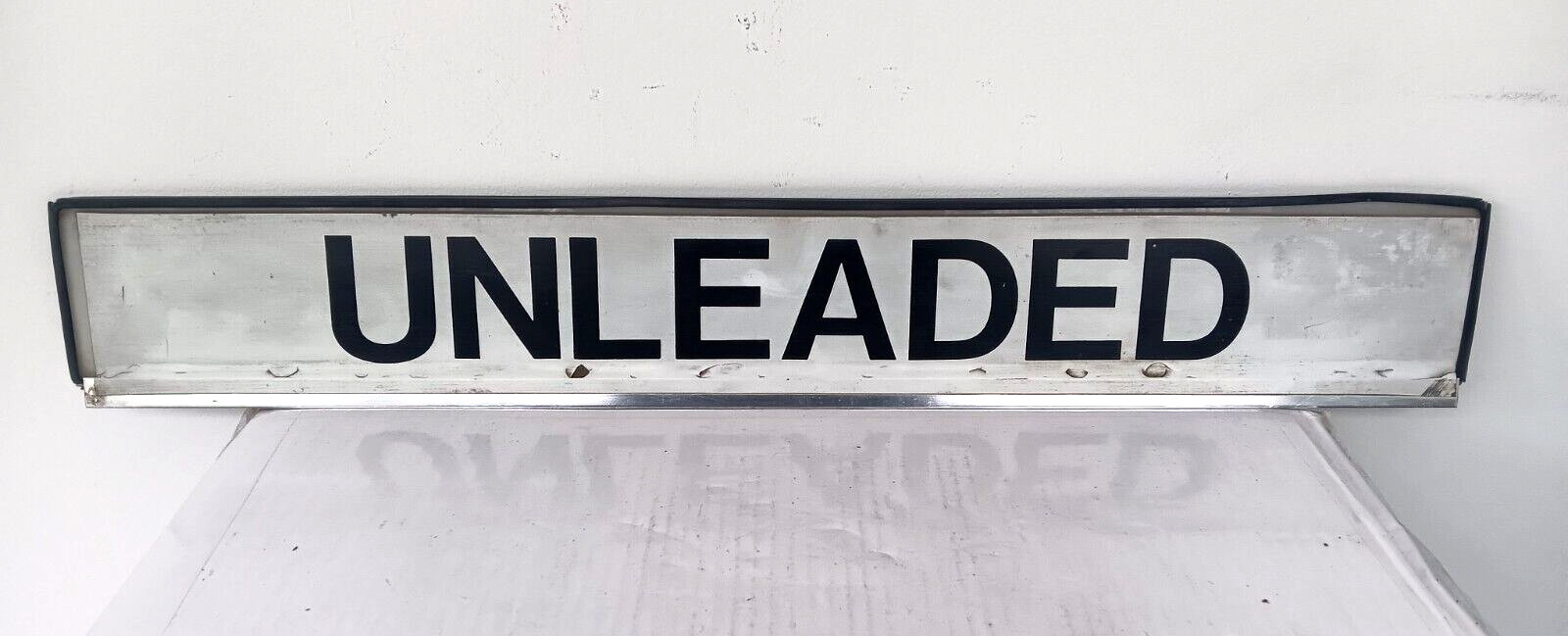 Vintage Unleaded / Premium Gas Pump Gasoline Topper Metal Plexiglass Sign