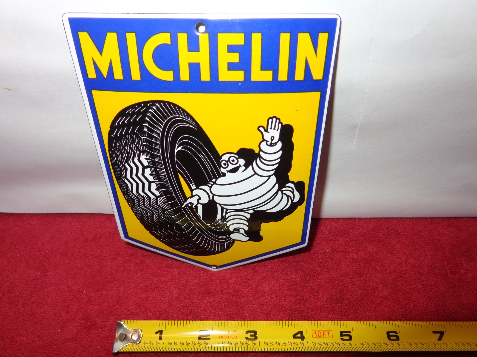 4 x 6 in MICHELIN MAN TIRES ADVERTISING SIGN DIE CUT HEAVY METAL PORCELAIN #Z 78