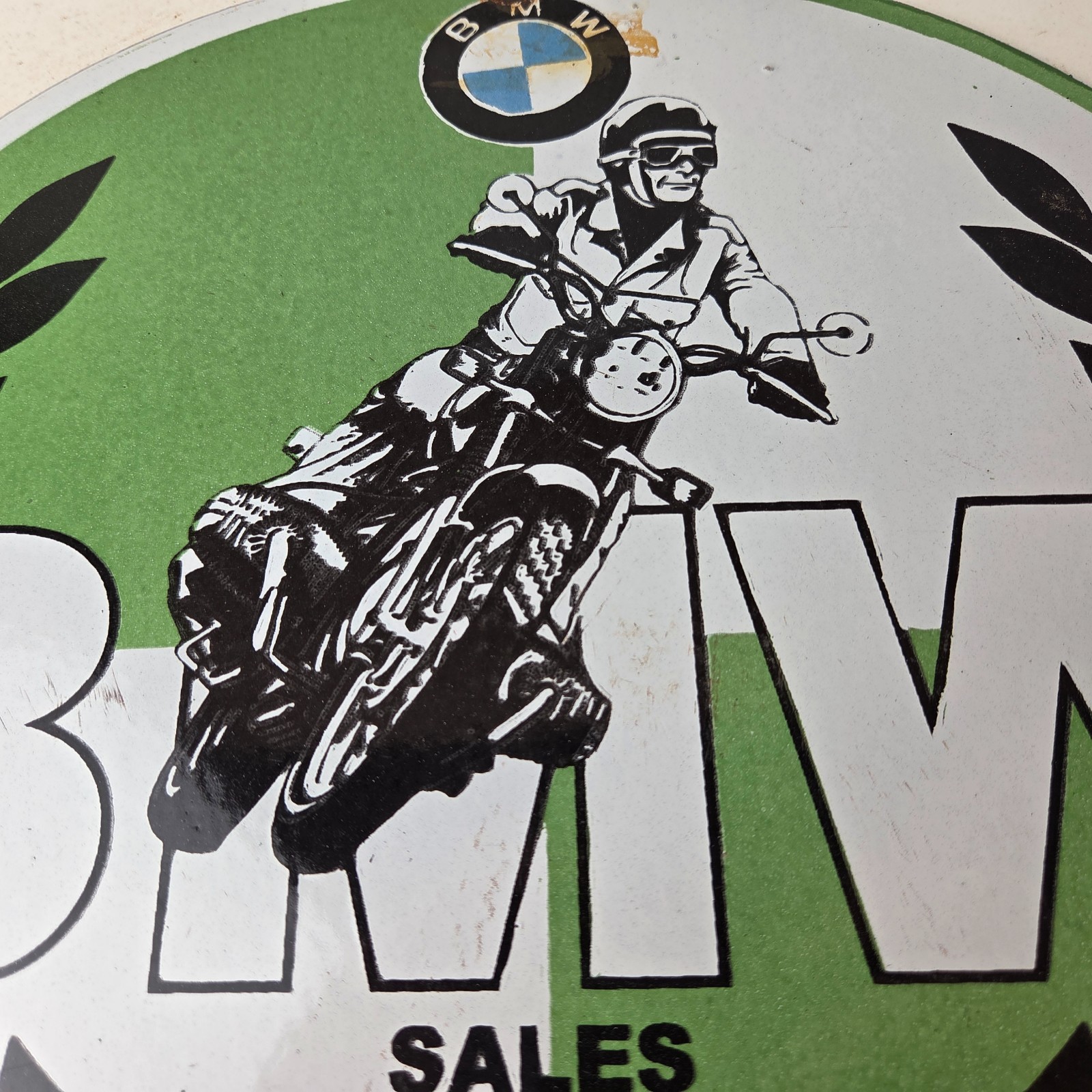Vintage BMW Sign – Porcelain Motorcycle Gas Pump Service Auto Sign