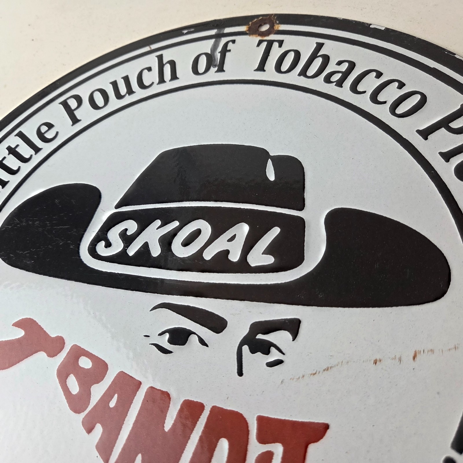 Vintage Skoal Sign – Tobacco Chew Gas Pump Display Porcelain Ad Sign