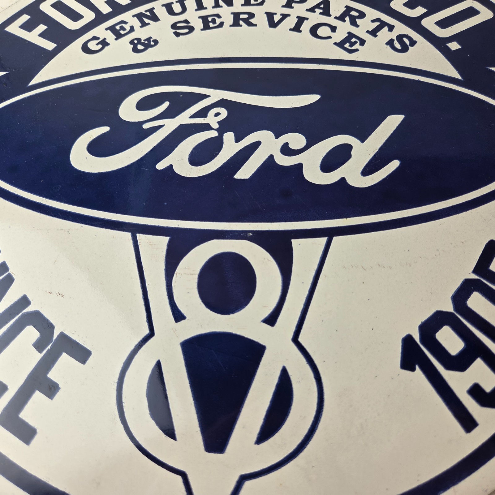 Two Vintage Ford Motors Service Dealership Porcelain Signs