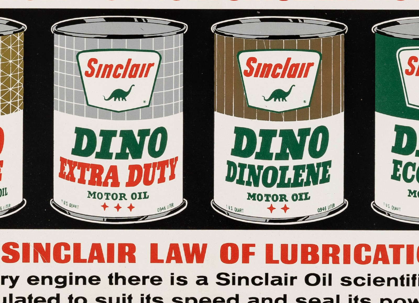 Vintage Style Sinclair Dino Motor Oil Sign 48” Aluminum Gas Station Garage Decor