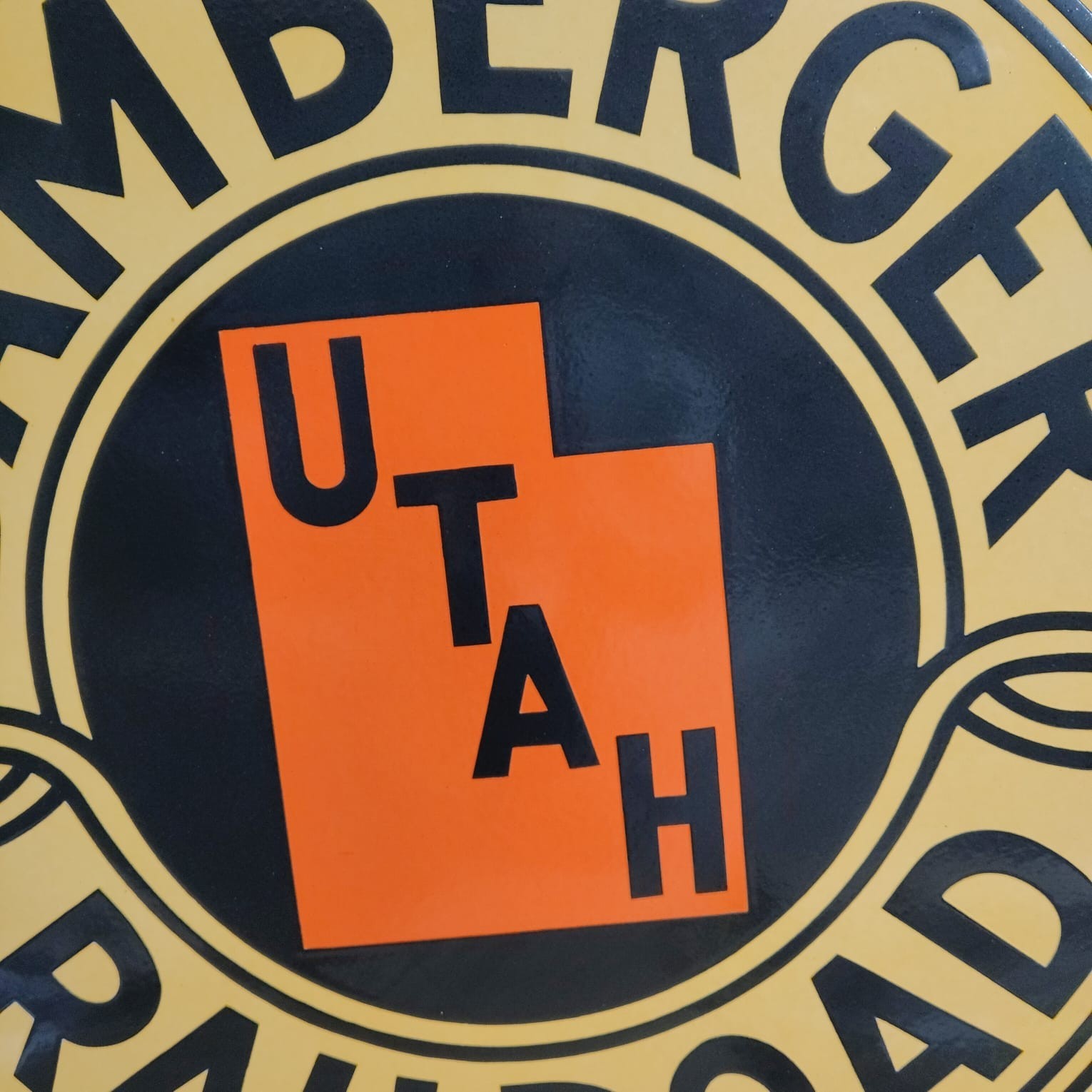 Utah Bamberger Railroad Porcelain Enamel Sign 30 x 30 Inches 1 Sided
