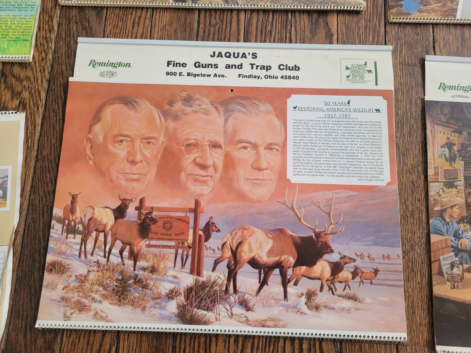 Vintage REMINGTON calendar lot RIFLE target deer moose bear hunting sign