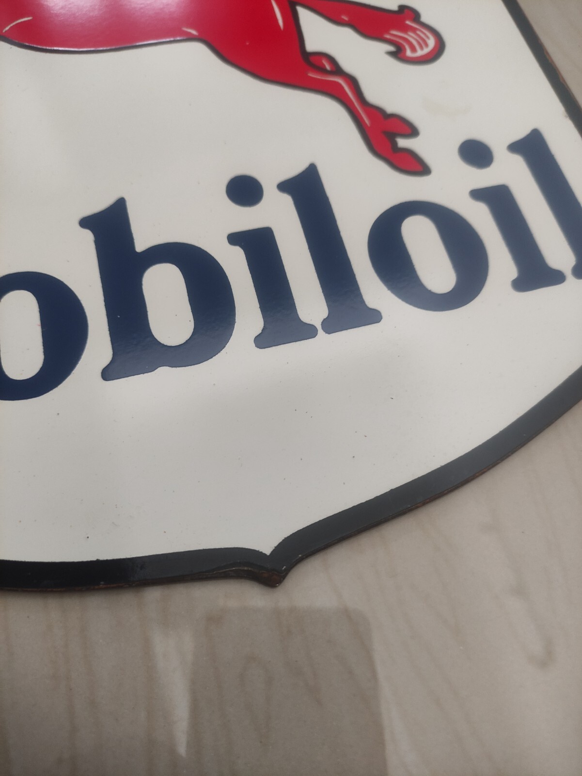 Vintage pegasus advertising porcelain mobiloil sign, 30cmx30cm Thickness 2mm
