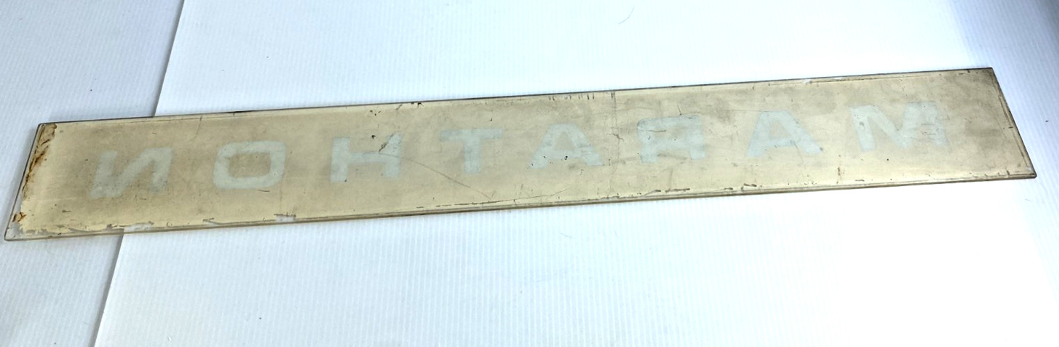 Marathon Sign Gasoline Filling Gas Station Plastic Vintage