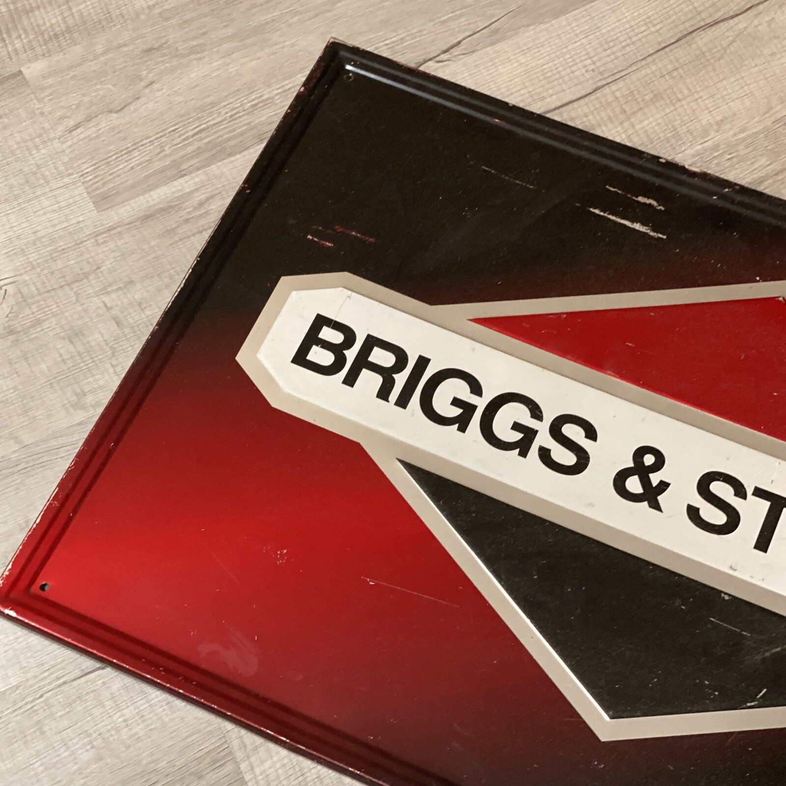 Vintage Official Briggs and Stratton 35″×23″ Metal Sign Self Framed Engine Metal