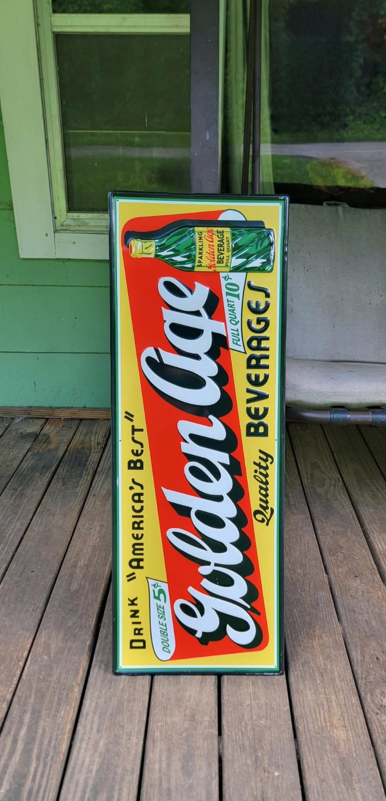 Golden Age Soda Vintage Retro Advertising Embossed Metal Sign