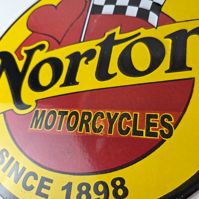 Vintage Norton Motorcycles Sign – Porcelain Automobiles Mechanic Gas Pump Sign