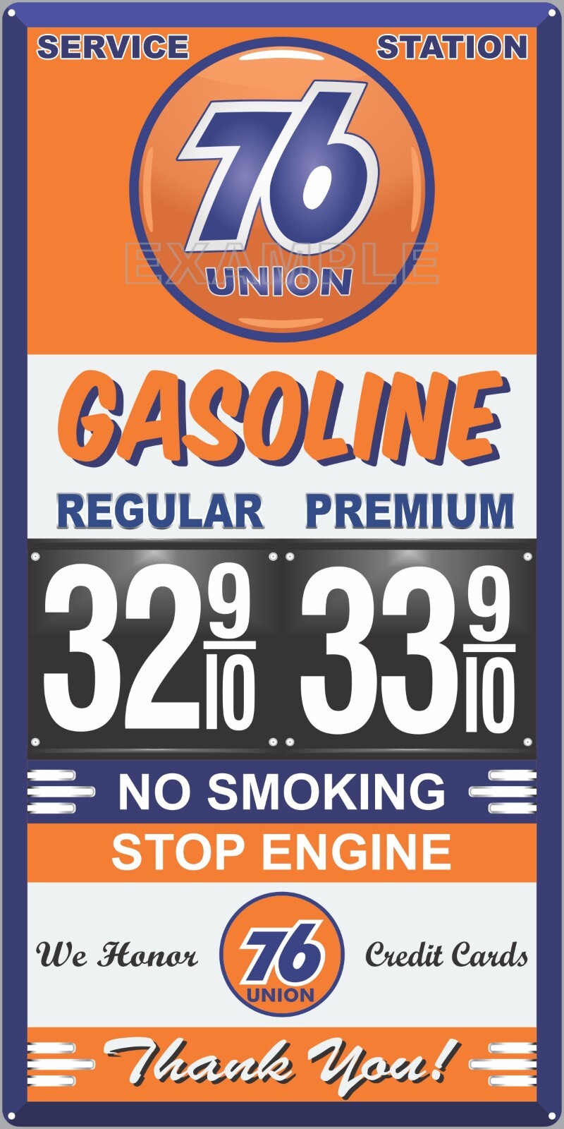 UNION 76 GAS STATION PRICE PER GALLON OLD PUMP SIGN REMAKE ALUMINUM SIZE OPTIONS