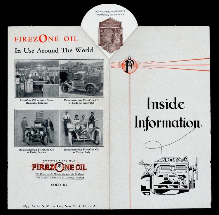 Original 1930’s Vintage FIREZONE OIL Gas Station ADVERTISING BROCHURE Flyer
