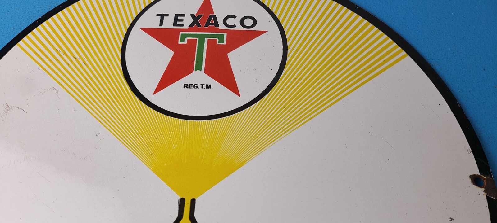 Vintage Texaco Gasoline Sign – 12″ Fuel Chief 1 Gas Pump Plate Porcelain Sign