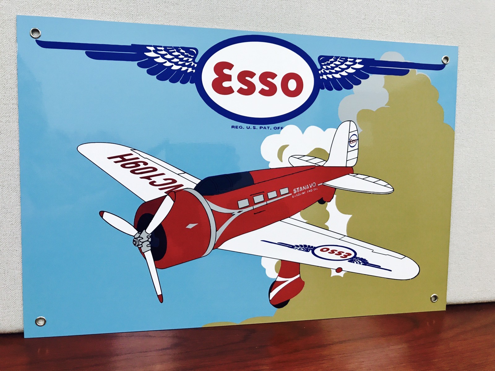 Esso Exxon Aviation Oil Gasoline Racing Gas vintage Style sign 18×12