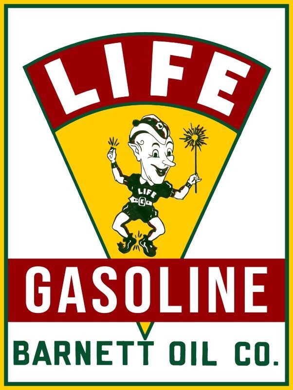 Barnett Oil Co. Life Gasoline w. Elf Character NEW Metal Sign: 12×16″ Ships Free