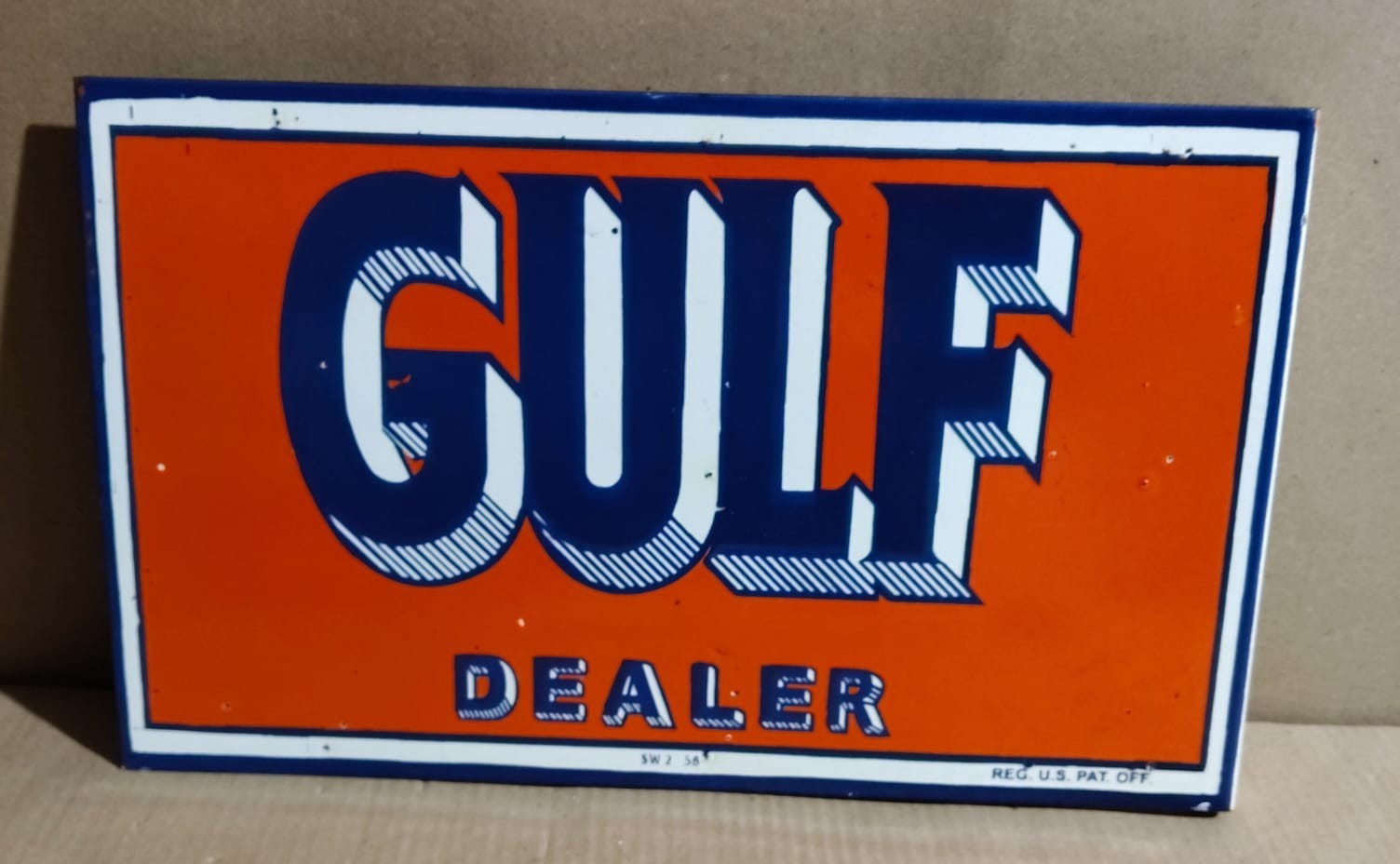 Gulf Dealer Porcelain Enamel Sign 18 x 10 Inches 2 Sided