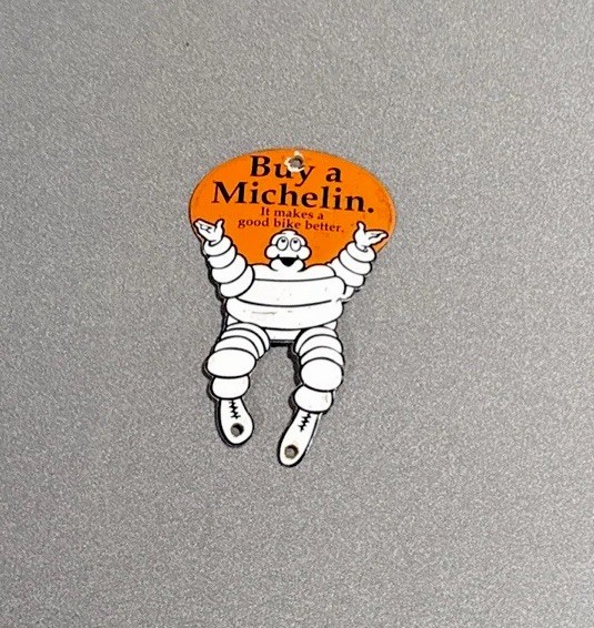 VINTAGE MICHELIN MAN TIRES PORCELAIN SIGN CAR GAS TRUCK OIL MOTORCYCLE