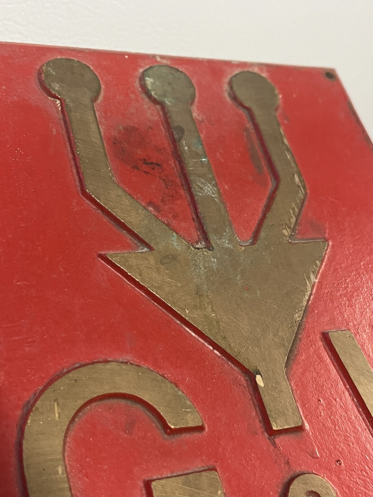 Original Embossed Brass G W 400 Amp 15 KV Sign Train RR Industrial ELECTRIC Volt