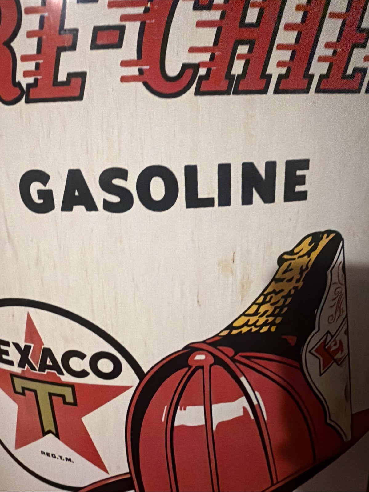 Curved 1940 Fire Chief Texaco Pump Plate Porcelain Gas Oil Sign