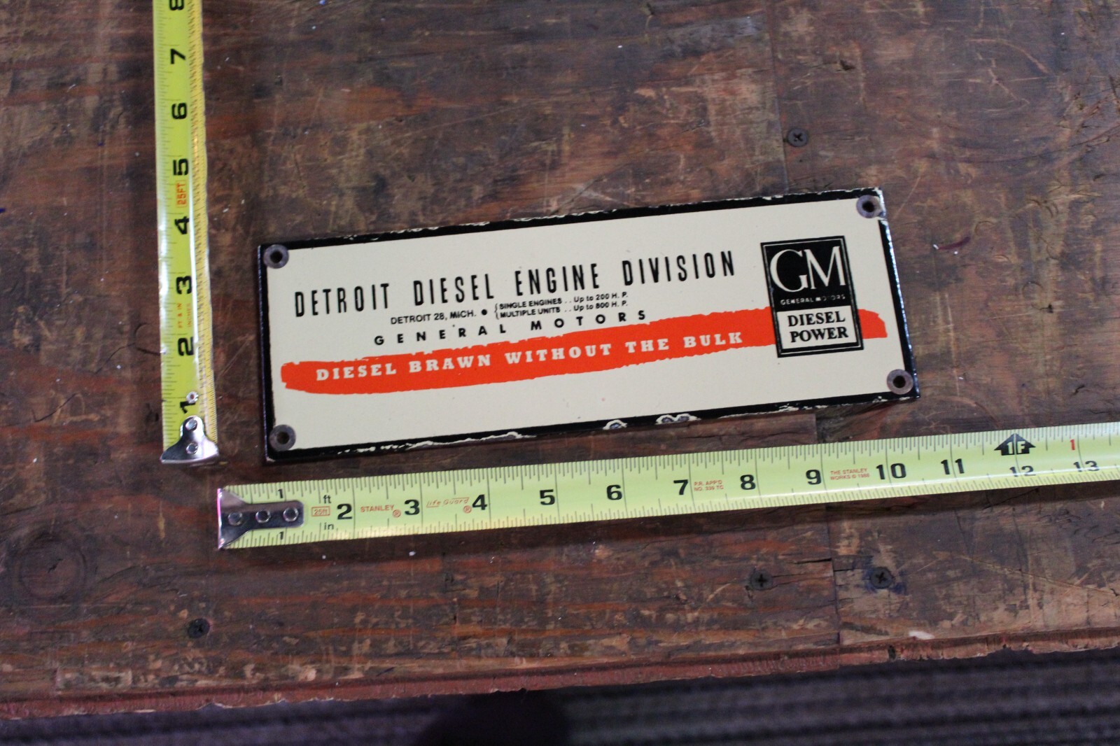 GM DETROIT DIESEL DEALER PORCELAIN METAL SIGN GAS OIL CHEVY GARAGE AUTO TRUCK