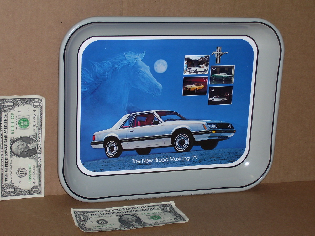 MUSTANG — Original Vintage Sign Tray – DATED “1978” – Tells HISTORY of MUSTANG