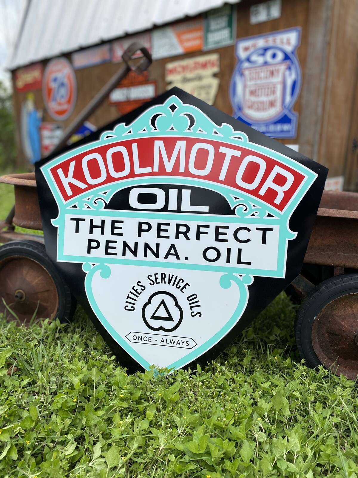 Antique Vintage Old Style KoolMotor Oil Cities Service Sign!