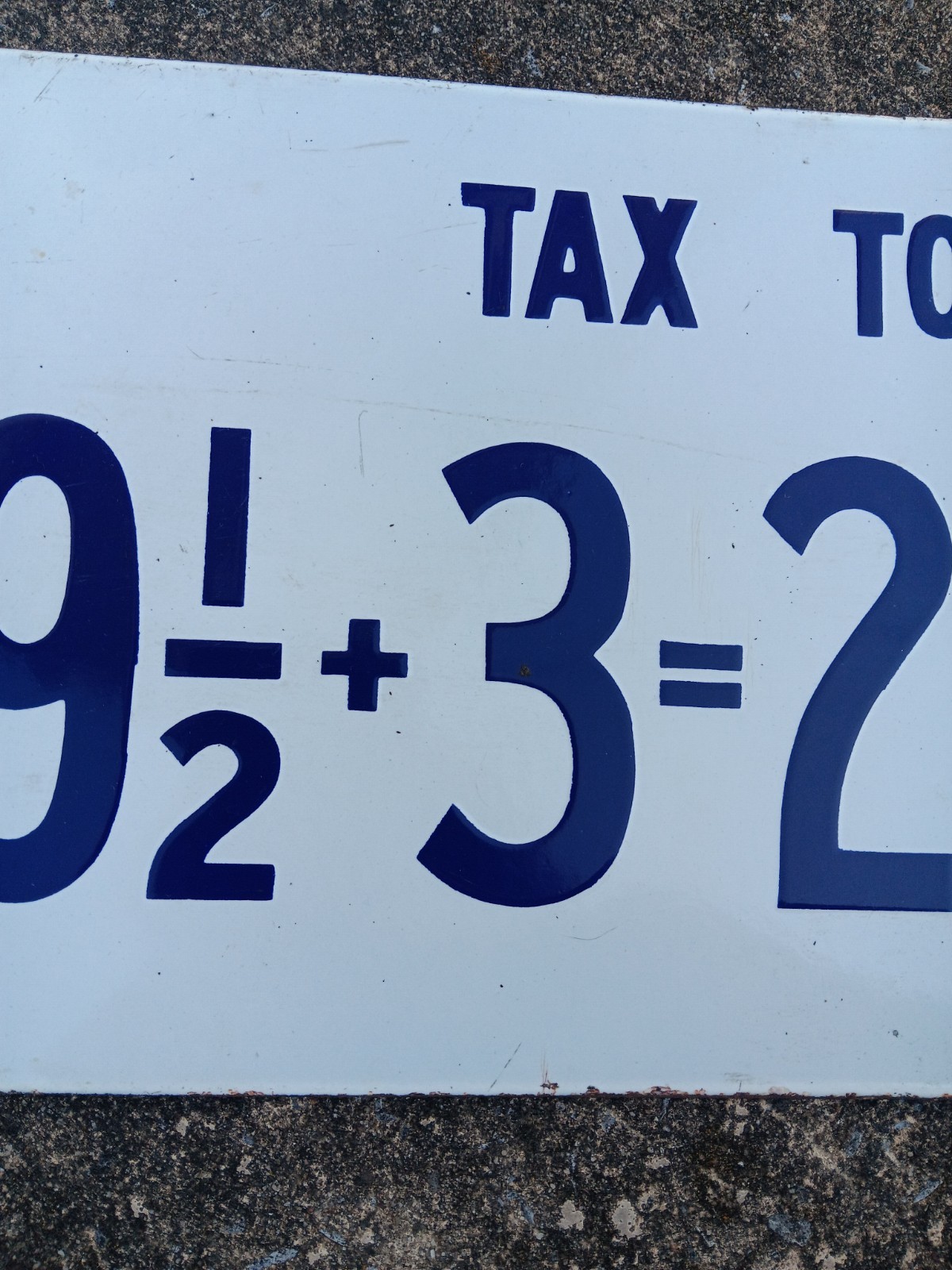 Vintage Porcelain Gas Pump Price Sign, Porcelain Gas Station Sign