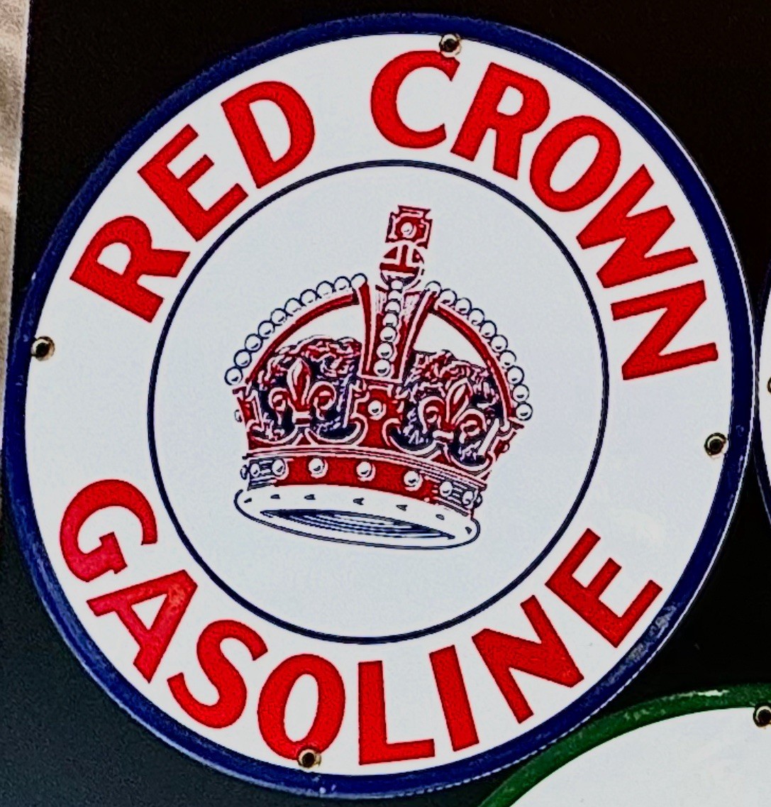 Red Crown Gasoline Sign 11 1/4 1980s reproduction Die-Cut Heavy metal