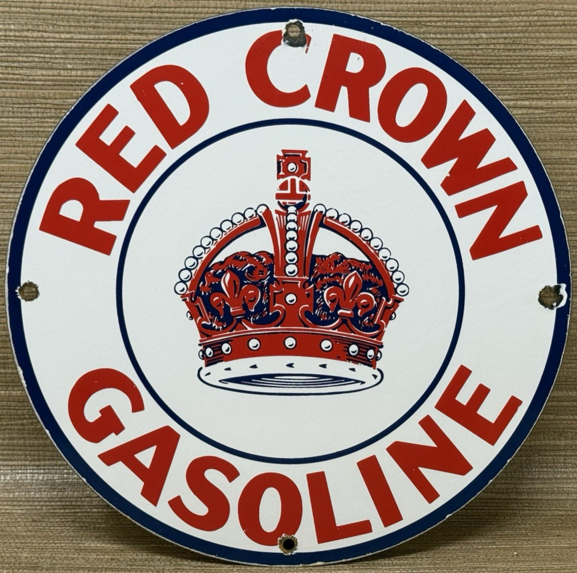 VINTAGE RED CROWN GASOLINE PORCELAIN SIGN STANDARD OIL GAS STATION PUMP PLATE