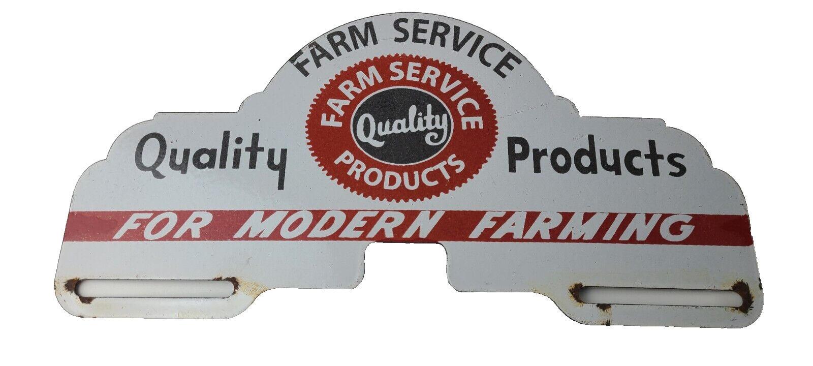 Vintage Farm Sign Topper – Gas Tractor Auto Car Porcelain License Plate Topper