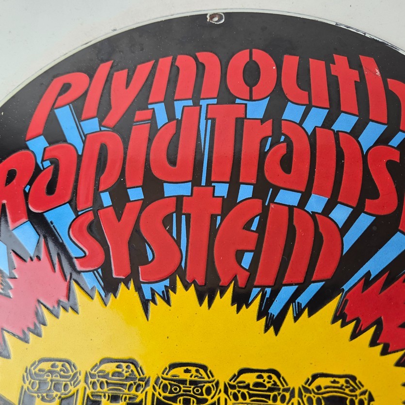 Vintage Plymouth Rapid Transit System Sign – Porcelain Auto Gas Pump Plate Sign