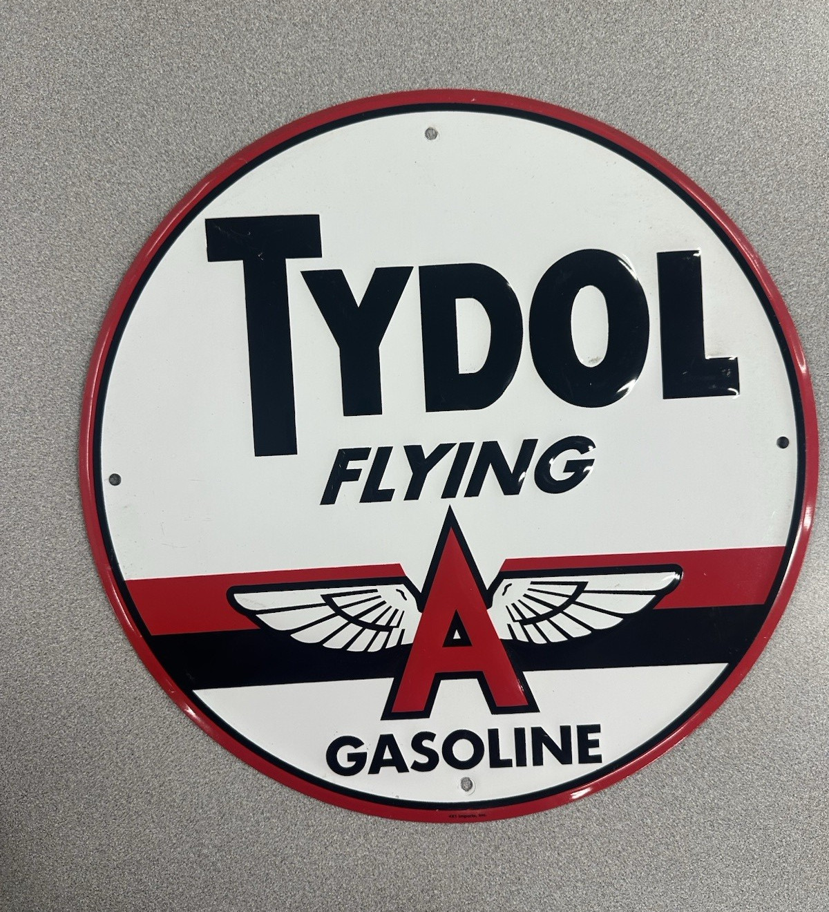 Tydol Flying A Gasoline Round Advertising Sign, Gas & Oil Theme REPRO