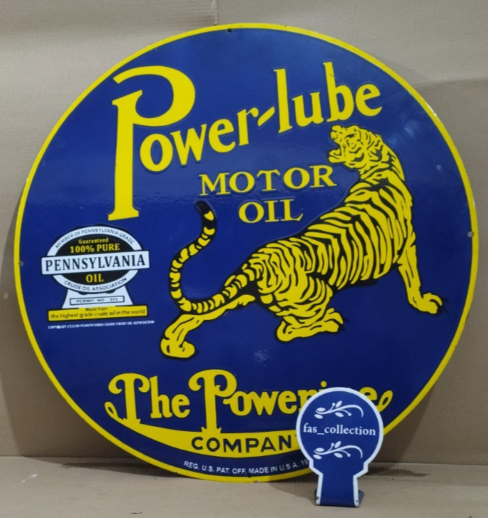 Power lube Motor Oil Porcelain Enamel Sign 30 x 30 Inches 1 Sided