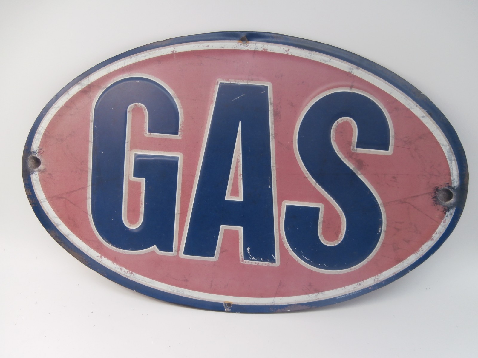 VTG Metal Tin sign Gasoline Oil Station ” GAS ” Vintage Style Oval 14″X7″