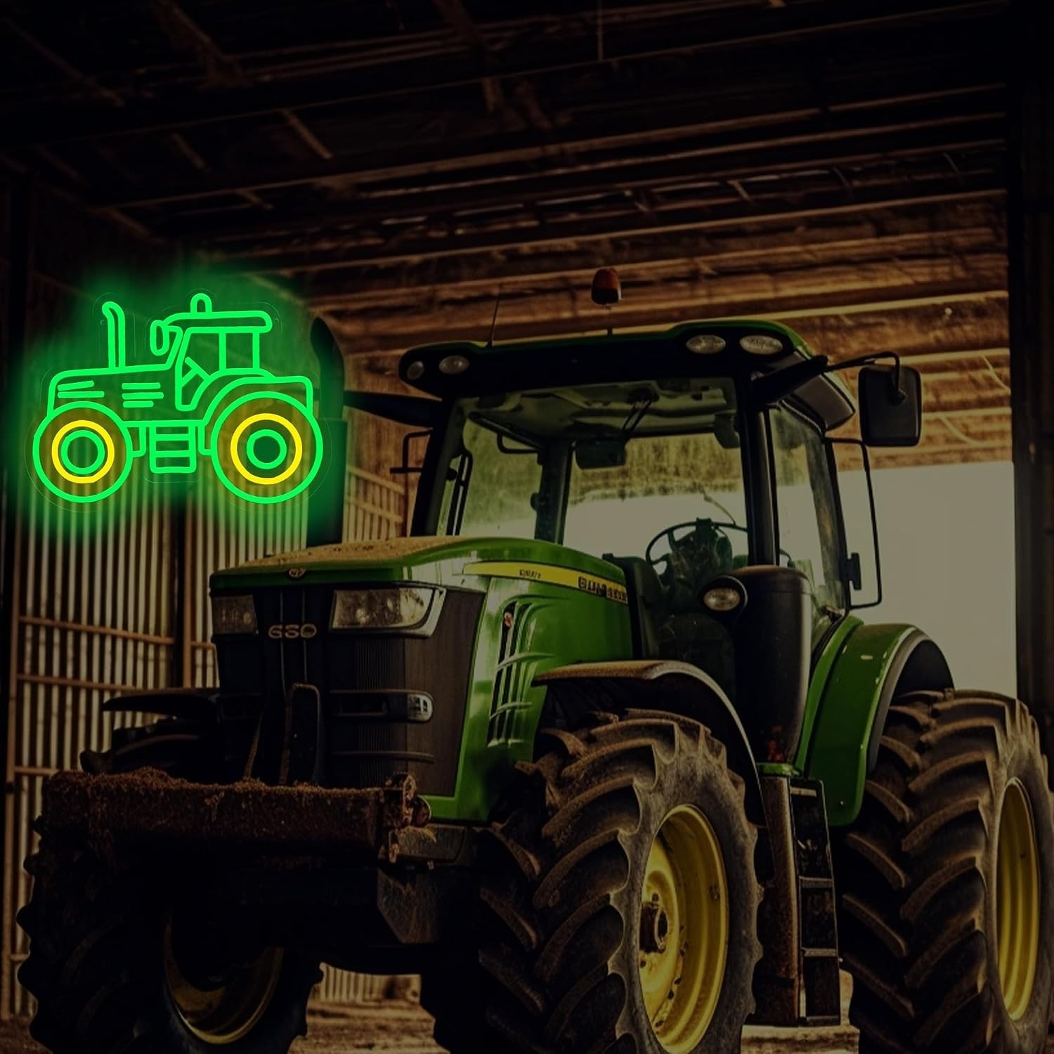 Tractor Green Neon Sign – Birthday Party Decoration