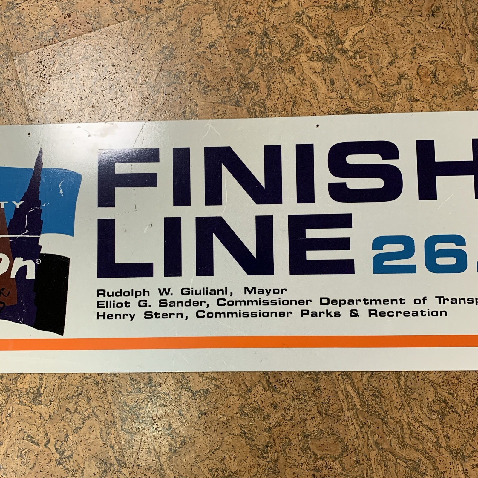 RARE Vintage New York Marathon 1995 Mile 26.2 Finish Line Metal Sign